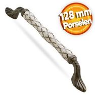 Badem10 Carvent Lüks Porselen Mobilya Çekmece Dolap Kapak 128 mm Beyaz Antik Gümüş Kulp