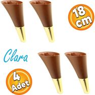 Badem10 Clara Ahşap Desenli Ceviz Altın 18 cm 4 Adet Mobilya Kanepe Sehpa TV Ünitesi Baza Koltuk Ayağı