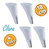Badem10 Clara Beyaz Krom Renk 18 cm 4 Adet Mobilya Kanepe Sehpa TV Ünitesi Baza Koltuk Ayağı