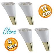 Badem10 Clara Krem Gold Renk 12 cm 4 Adet Mobilya Kanepe Sehpa TV Ünitesi Baza Koltuk Ayağı
