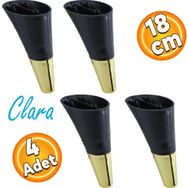 Badem10 Clara Siyah Gold Renk 12 cm 4 Adet Mobilya Kanepe Sehpa TV Ünitesi Baza Koltuk Ayağı