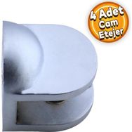 Badem10 Etejeri Metal U Tipi Vidalı Mat Krom 4 Adet Cam Ahşap Raf Tutucu