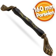Badem10 Faviera Lüks Porselen Mobilya Çekmece Dolap Kapak 160 mm Siyah Antik Sarı