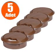 Badem10 Kahverengi 5x6 cm Masa Üstü Kablo Kanalı Deliği Kapağı