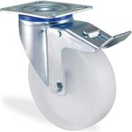 Badem10 Kama Frenli Oynak Tablalı 200x50 mm Poliamid Beyaz Burçlu Ağır Yük Tekeri