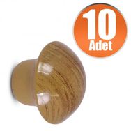 Badem10 Kayın 10 Adet Nobel Mantar Düğme Kulp Çekmece Dolap Kapak Kulbu