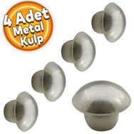 Badem10 Mantar Düğme Çekmece Dolap Kapak Krom 4 Adet Kulp