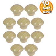 Badem10 Metal Çam Mantar Düğme 10 Adet Kapak Kulbu
