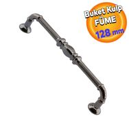 Badem10 Metax Buket Mobilya Mutfak Dolabı Çekmece Dolap Kapak Füme 128 mm Metal Kulp