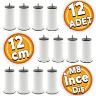 Badem10 Mobilya Metrik 8 Civatalı İnce Diş Beyaz Metal Ayak 12 cm 12 Adet Baza Kanepe Koltuk Destek Ayağı