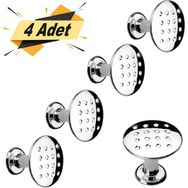 Badem10 Noktalı Düğme Çekmece Dolap 4x Kapak Kulpu Kulbu Krom Metal Daire Kulp