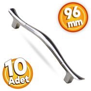 Badem10 Orkide 96 mm Krom 10 Adet Metal Çekmece Dolap Kulp