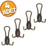 Badem10 Palmira Portmanto Antik Sarı Siyah Desenli 4 Adet Vestiyer Duvar Metal Dolap Elbise Askılığı