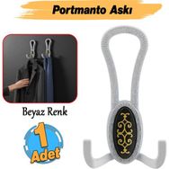 Badem10 Palmira Portmanto Beyaz Siyah Desenli Vestiyer Duvar Metal Dolap Elbise Askılığı