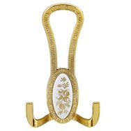 Badem10 Palmira Portmanto Gold Beyaz Desenli 4 Adet Vestiyer Duvar Metal Dolap Elbise Askılığı