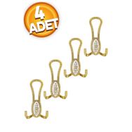 Badem10 Palmira Portmanto Gold Beyaz Desenli Vestiyer Duvar Metal Dolap Elbise Askılığı
