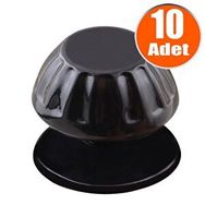 Badem10 Papatya Kapı Tokmağı Kapı Topuzu Babası Kolu 10 Adet Siyah Metal Tokmak