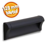 Badem10 Plus Dolap Kapak Çekmece 128 mm Mat Siyah Metal Kulp