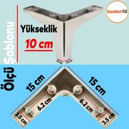 Badem10 Sedef Lüks 10 cm Parlak Krom Baza Mobilya Kanepe Sehpa TV Ünitesi Koltuk Ayağı