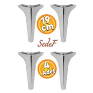 Badem10 Sedef Lüks 19 cm Parlak Krom Baza 4 Adet Mobilya Kanepe Sehpa TV Ünitesi Koltuk Ayağı