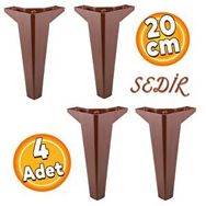 Badem10 Sedir Lüks 20 cm Ahşap Desenli Kahverengi 4 Adet Mobilya Kanepe Sehpa TV Ünitesi Koltuk Ayağı