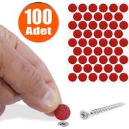 Badem10 Yapışkanlı 100 Adet Kırmızı Vida Kapatıcı Kapağı