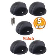 Badem10 Yarımay Kapı Mat Siyah 5 Adet Vidalı Metal Kapı Stopu Durdurucu Tutucu