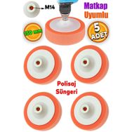 Badem10 Zımpara Tabanlı Turuncu 150 mm M14 Uyumlu 5 Adet Pasta Cila Polisaj Süngeri