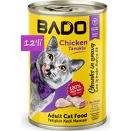Bado Yetişkin Tavuk Etli 12x400 gr Yaş Kedi Mama
