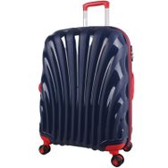 Bagacar Shell Silikon Kırılmaz Lacivert Kırmızı Büyük Boy Valiz