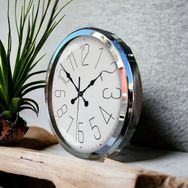 Bahat Krom Metal Çerçeveli Salon Ofis Otel 52 cm C4 Duvar Saati