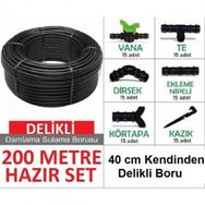Bahçe 40 cm Delikli Boru 200 mt Damla Sulama Seti