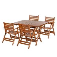 Bahçeme London Atina Katlanır Ahşap 80x160 Masa + 4 Sandalye Bahçe Mobilya Takımı