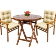 Bahçeme Manavgat Ahşap 60x60 Katlanır Masa + 2 Minderli Sandalye Bahçe Mobilya Takımı