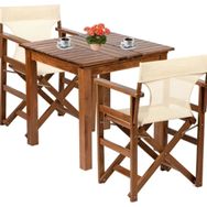 Bahçeme Rejisör Atina 80x80 Sabit Ayaklı Masa + 2 Katlanır Sandalye Bahçe Takımı