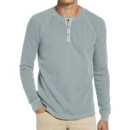 Baiwang Waffle Henley Uzun Kollu Gri Mavi Erkek Gömlek