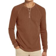 Baiwang Waffle Henley Uzun Kollu Haki Erkek T-shirt