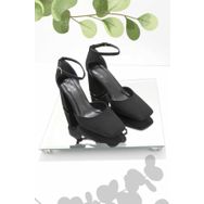 Bambi K01209010038 Mat Siyah Saten Kadın Klasik Topuklu Ayakkabı