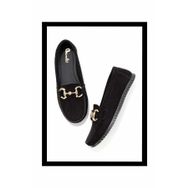 Bambi K01542167902 Siyah Süet Kadın Loafer Ayakkabı