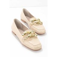 Bambi K01641166311 Bej Rugan Kadın Loafer Ayakkabı
