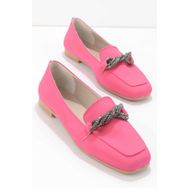 Bambi K01641166438 Saten Mat Fuşya Kadın Loafer Ayakkabı