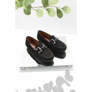 Bambi K01778166502Siyah Süet Kadın Loafer Ayakkabı