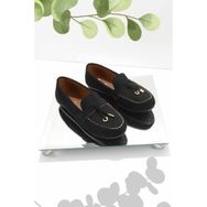 Bambi K01778166602 Siyah Süet Kadın Loafer Ayakkabı