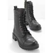 Bambi K02189300503 Siyah Deri Kadın Bot