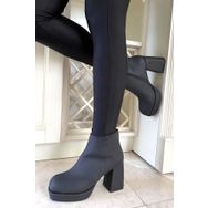Bambi K02666300238 Mat Siyah Saten Kadın Bot