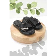 Bambi K04292770203 Siyah Deri Kadın Terlik