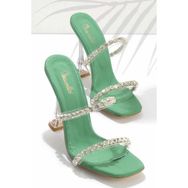 Bambi K04527951538 Saten Mat Yeşil Kadın Terlik