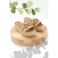 Bambi K04862001828 Bej Taba Hasır Kadın Terlik