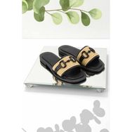 Bambi K04862500428 Bej Siyah Hasır Kadın Terlik