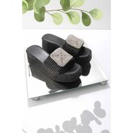 Bambi K04862501228 Siyah Hasır Kadın Terlik